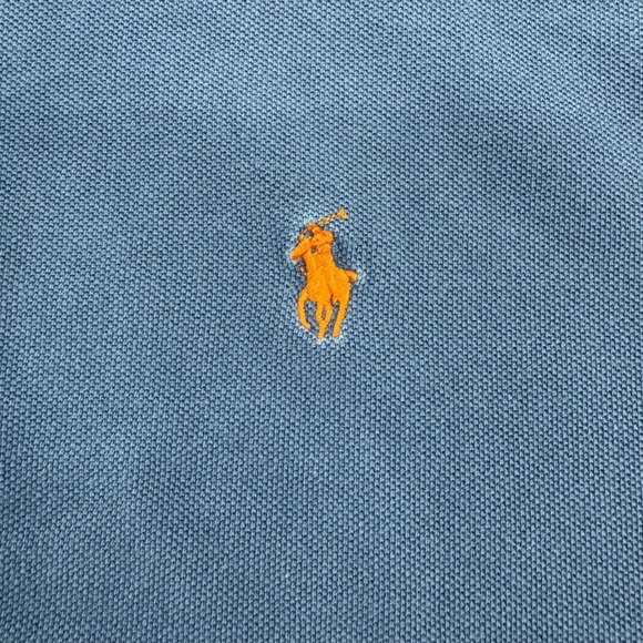 Polo Ralph Lauren Men's Blue Short Sleeve Polo Shirt XXL Orange Pony Logo - Picture 7 of 8